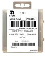 AFX-ABA44B-VB100 Aluminum/Aluminum 1/8" Open End Dome Head Black - Visual Box